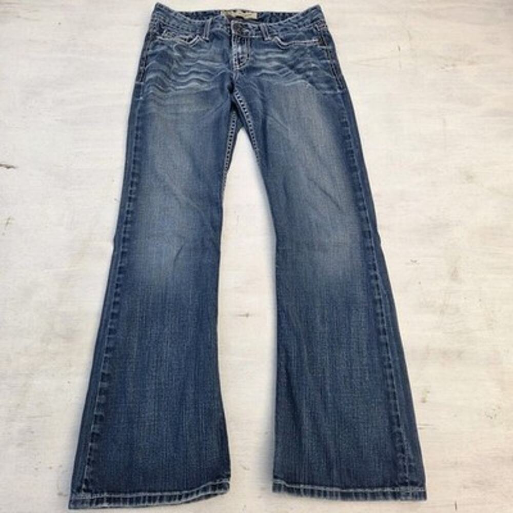 BKE Madison Jeans Womens 29x31 5 Stretch Thick Stitch Bootcut Denim Distressed